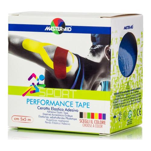 Master Aid Sport Performance Tape Μπλε Αυτοκόλλητη Ελαστική Ταινία για Επιδέσεις 5mx5cm 1 Τεμάχιο